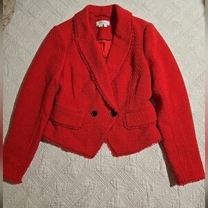 Boden Ladies Red Tailored Textured Cropped Blazer Jacket Size 6